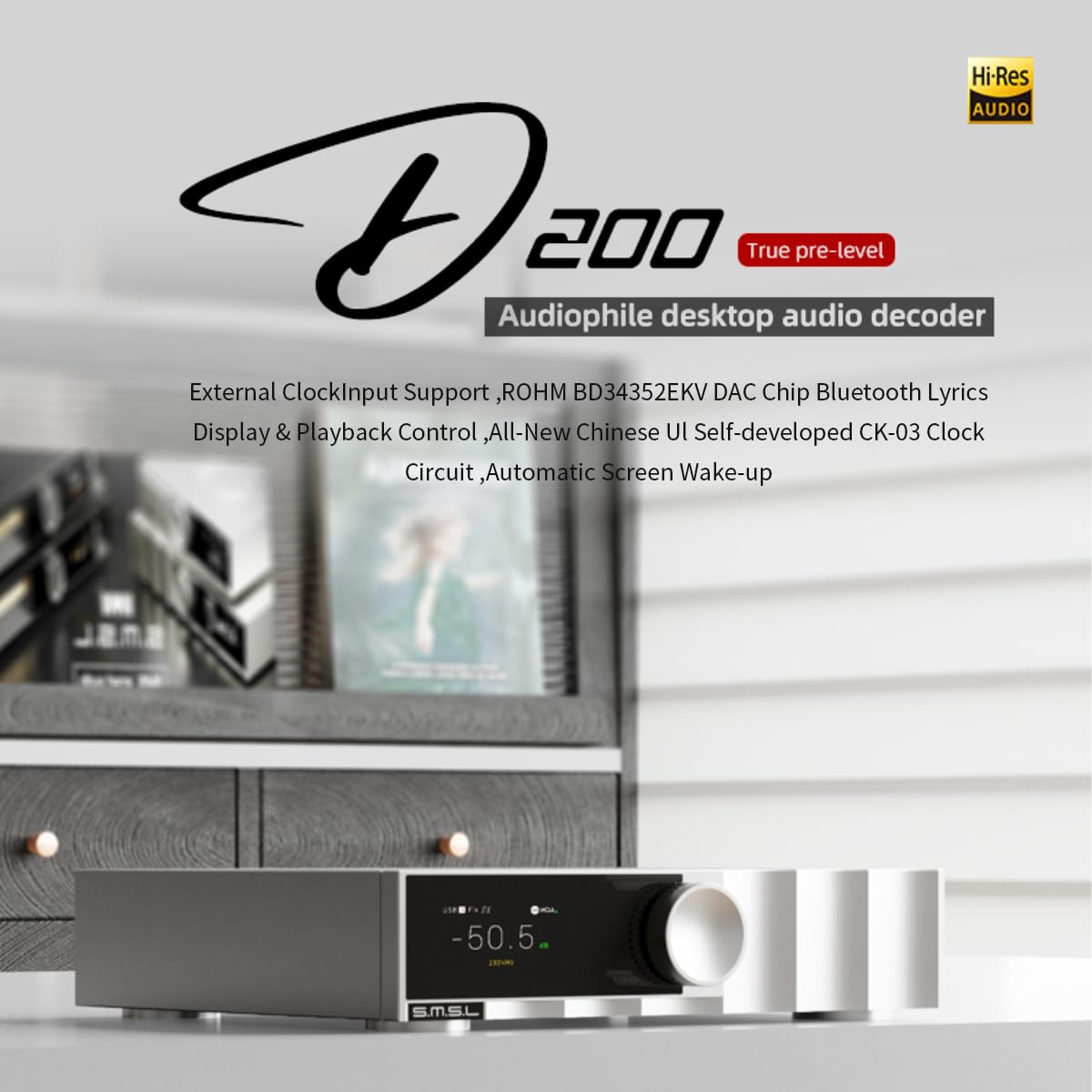 SMSL D200 HiFi Audio DAC | ROHM BD34353EKV DSD512 PCM768kHz